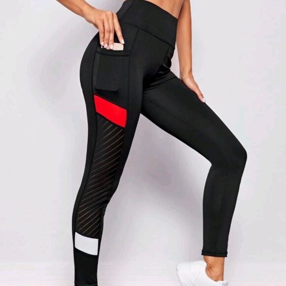 Shein Colorblock Sport Leggings with Phone Pocket - Picture 2 of 4